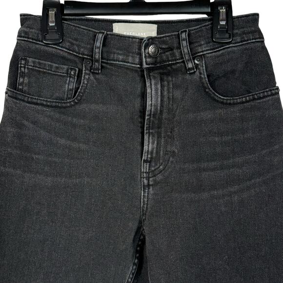 Everlane SZ 26 Crop Cheeky Jeans Hi-Rise Zip-Fly Pockets Whisker Gray/Black Wash - Picture 2 of 8